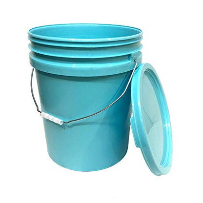 5-Gallon Aqua Food-Grade Bucket with Lid — BPA-Free, Heavy-Duty Plastic, Metal Handle with Grip, 1-Pack