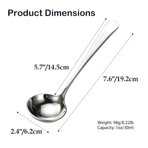 Small Ladle, 304 Stainless Steel Small Gravy Soup Serving Ladle for Sauces or Serving Soup Spoon, Silver (2 pack)