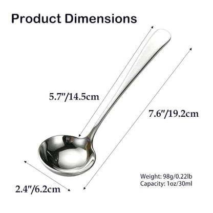 Small Ladle, 304 Stainless Steel Small Gravy Soup Serving Ladle for Sauces or Serving Soup Spoon, Silver (2 pack)