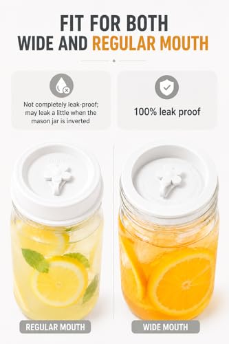 Silicone Mason Jar Lids with Straw Hole for Regular & Wide Mouth Jars | Regular and Wide Mouth Compatible, With Straw Hole, With Stopper,BPA Free,Dishwasher Safe - color: 8pcs white