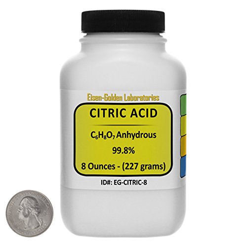 Citric Acid [C6H8O7] 99.8% USP Grade Powder 8 Oz in a Space-Saver Bottle