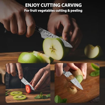 MOSFiATA 4 Inch Paring Knife, Kitchen Knife Fruit Knives with Sheath, German High Carbon Stainless Steel EN1.4116 Precision Cooking Vegetable Knife for Carving, Peeling, Trimming - style: 4 inch paring knife