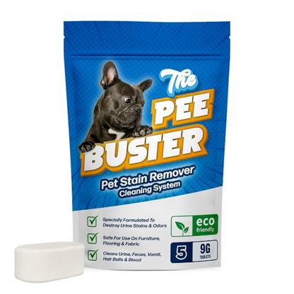 The Pee Buster Pet Stain Remover - Cleaning Spray for Dog and Cat Urine with 5 Cleaning Tablets