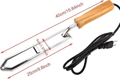 Honey Scraper Cutter, Handheld Electric Honey Extractor, Stainless-Steel Electric Uncapping Knife with Wooden Handle, Honey Cutter for Beekeeper Supplies, Beekeeping Scraper Tool