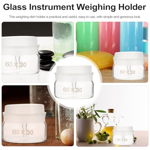 GARVALON Lab Weighing Bottle with Lid Glass Weighing Jar for Chemical and Biological Sample Weighing 2Pcs Experiment Weighing Bottles for Laboratory Glassware - size: 6.5X6X6CM