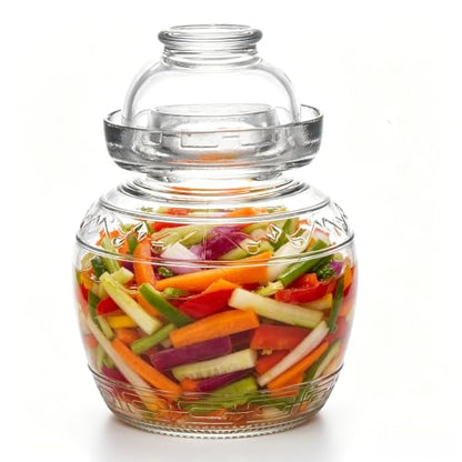 Fermentation Jar, 2.5L Pickle Jar with Water Seal Glass Lid | Food Grade, Clear Glass, Fermentation Kit Fermenter Starter for Making Pickles, Kimchi, Sauerkraut, Kombucha - size: 2.5 l Water Seal