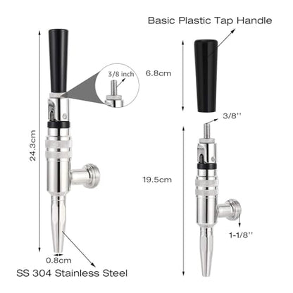 Ferroday Stout Beer Coffee Faucet, All 304 Stainless Steel Nitrogen Coffee Faucet, Homebrew Nitrogen Beer Keg Tap Stout Tap Kegerator Tap with Creamy Plate, Restrictor disc, Plastic Beer Tap Handle