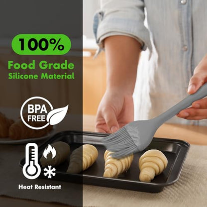 HOTEC Basting Brushes Silicone Heat Resistant Pastry Brushes Spread Oil Butter Sauce Marinades for BBQ Grill Barbecue Baking Kitchen Cooking BPA Free Dishwasher Safe (Grey 2) - color: Grey 2