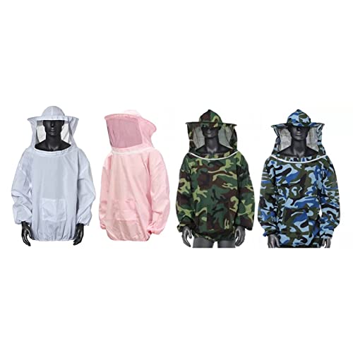 Beekeeping Suit - Beekeeping Jacket Professional Total Ventilated Beekeeping Protective Jacket with Veil Hood(Camouflage Green)