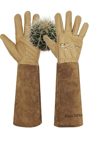 Long Gardening Gloves for Women/Men-Thorn Proof Rose Pruning Gloves,Water Repellent Leather work Gauntlet - size: Small