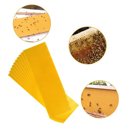 Beehive Waxed Coated Foundation Sheet 20 pcs Medium Beeswax Foundation Sheets 5-5/8-Inch Bee Waxed Foundation Sheets for Bee Frame for Beekeeping Supply (5-5/8-Inch) - size: 5-5/8-Inch