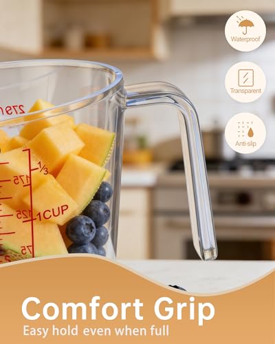 Measuring Cups, Plastic Measuring Cups Set of 3-1000ml, 600ml, 300ml with Spout & Easy-Pour Design, Leak-Proof, Cooking, Baking, Liquid & Dry Ingredients, (ML/OZ/CUP)