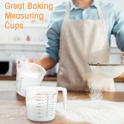 Fabbay 24 Pcs 4 Cup Capacity Plastic Measuring Cup 32 oz Clear Graduated Measurement Cups with Spout and Handles Ounce and ml Marking for Recipe Ingredient Flour Liquid Baking Cooking Mixing(Black) - color: Black, size: 32 oz