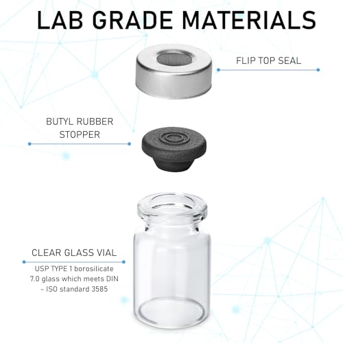 10 Pack 5ml Sealed Sample Vials, Transparent Glass Vials with Self Healing Injection Port(10, 5ML) - size: 5ML