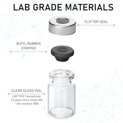 10 Pack 5ml Sealed Sample Vials, Transparent Glass Vials with Self Healing Injection Port(10, 5ML) - size: 5ML