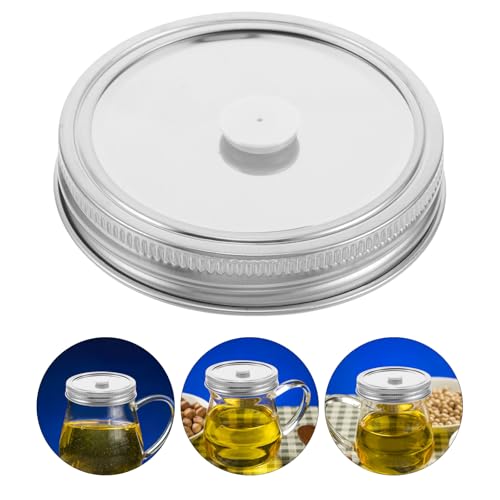 VOSAREA 2pcs 70mm Regular Mouth Mason Jar Vacuum Sealer Lids Set Food Grade Stainless Steel Airtight Preservation Caps for Canning and Food Storage