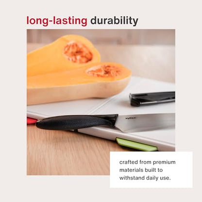 Zyliss Chef's Knife with Sheath Cover - Stainless Steel Knife - Fruit, Vegetable, Herbs & Meats Knife - Travel Knife with Safety Kitchen Blade Guards - Dishwasher & Hand Wash Safe - 7.25" - Black