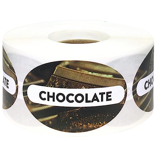 Chocolate Grocery Store Food Labels 1.25 x 2 Inch Oval Shape 500 Total Adhesive Stickers - color: Chocolate