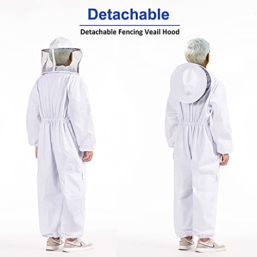 Professional Bee Suits for Men Women Sting Proof with Round Veil, Sting-Proof Full Body Protection Beekeeping Suit with Glove - size: XL-for 65-69Inch