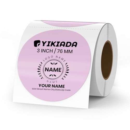 Purple Circle Thermal Labels Vinyl 3 Inch Self-Adhesive Round Stickers Roll Waterproof Printer Decals Name Tag for QR Code DIY Office Address 500 PCS - color: Purple