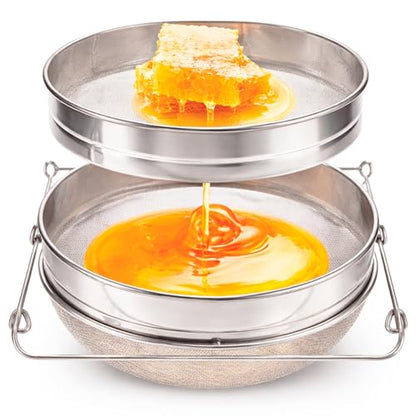 SunVara Parent Honey Strainer Filter Honey Filter 2 Piece Honey Double Strainer Honey Extractor Equipment (Strainer Filter) - style: Strainer Filter