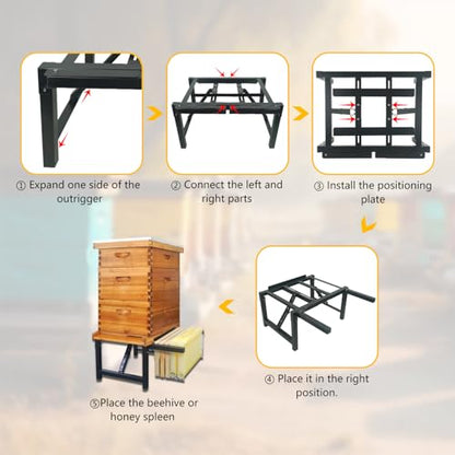 2 Pack Metal Hive Stand Hive Frame Holder with Adjustable Length Black Metal Bee Hives Stand Easy to Assemble Sturdy Beehive Stand for Beekeeping - size: 2 PCS