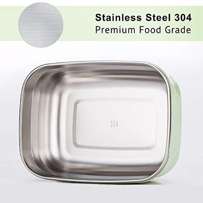 Lille Home Leak Proof Salad Container Stainless for Lunch - Snack Containers Steel - Ideal for Educational Settings & Daycare - Nesting Trio with Silicone Lids - 47oz+30oz+16oz - Blue - color: Green