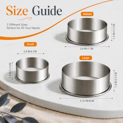 Biscuit Cutters Set, Round Cookie Cutters, Stainless Steel Dumpling Cutters,Cake Pastry Cutters,Scone Cutters Molds for Cooking Baking (3Pcs, Plain Edge) - size: 3Pcs, Plain Edge