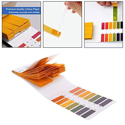 6 Pack pH Test Papers 480 Strips Litmus Paper Full Range 1-14 | pH Test Strips Soap Making Testing for Water Wine Saliva Urine Soil, pH Strips 6 Test Pipette Droppers with Storage Case