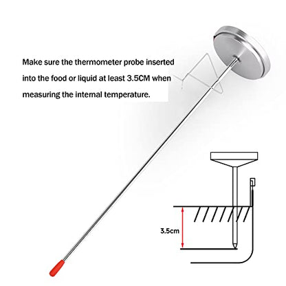 Candy & Deep Fry Thermometer, Stainless Steel Probe with 2" Large Dial & Pot Clip – Temperature Guide for Candy Making, Confectionery, Frying, BBQ, Chocolate, Jam