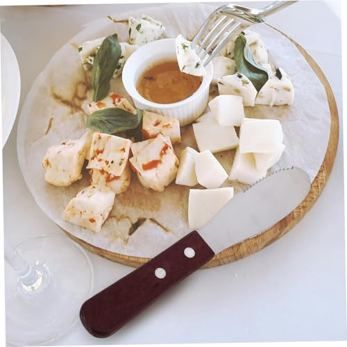 Stainless Steel Cheese Knife with Serrated Edge and Wooden Handle Portable Butter Spreader and Jam Spatula for Baking and Cooking Multi-function Kitchen Tool