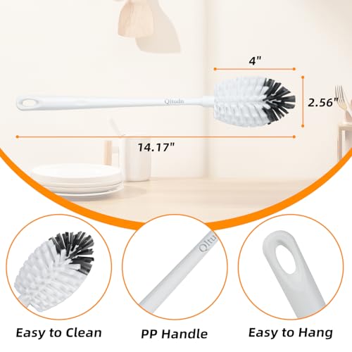 2 Pack 14 Inch Bottle Brush & 12 Inch Straw Brush Cleaner Set - Heavy Duty Kitchen Bottle Brushes for Cleaning Water Bottles, Baby Bottles, Mugs, Sippy Cups & Tumblers, Lab Use - size: with 6.4mm Straw Brush