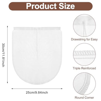 COMNICO Cheese Bags, 3 Pack 12" x 10" Nylon Reusable Fine Mesh Cheesecloth Strainer Nut Tea Beer Juice Filter Cloth for Cold Brew Coffee Yogurt Almond Soy Oat Milk