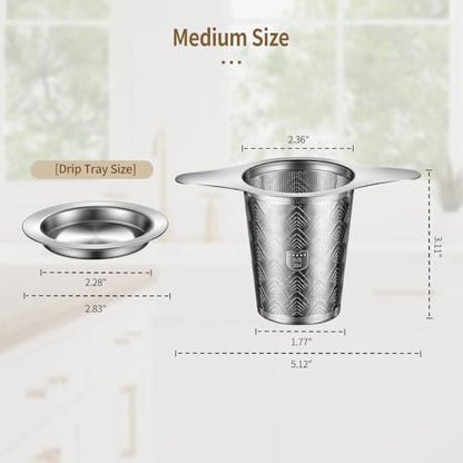 2Pack Stainless Steel Tea Strainers for Loose Tea Infuser, BOMANSI BOMS Extra-Fine Mesh Tea Infuser for Loose Leaf Tea, Tea Holder Loose Leaf Tea Steeper, Tea Diffuser for Rooibos, Black Tea, Herbal - style: Mountain Design