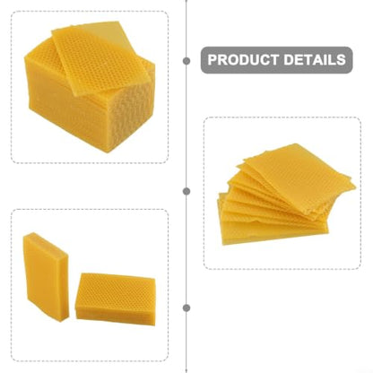 Natural Yellow Beeswax for honeycomb Foundation Sheets 30pcs, 14cm Bee -Hive Frames for Nest Building & Honey Extraction