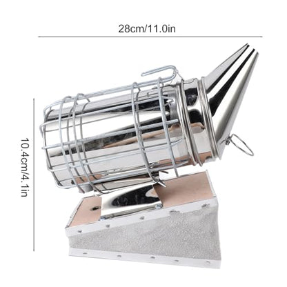 Stainless Steel Bee Smoker for Beekeeping with Heat, Lightweight Beekeeper Tool, Solid Wood, Stable Smoke, Easy to Carry, Calm Bees, Avoid Attacks, Excellent Airflow (Silver) - color: Silver