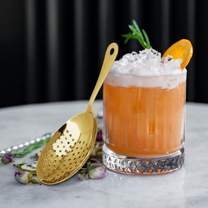Cocktail Strainer-Stainless Steel Bar Tools Bartender Cocktail Strainer Set:Hawthorne Strainer,Julep Strainer and Conical Fine Mesh Strainer (Gold) - color: Gold