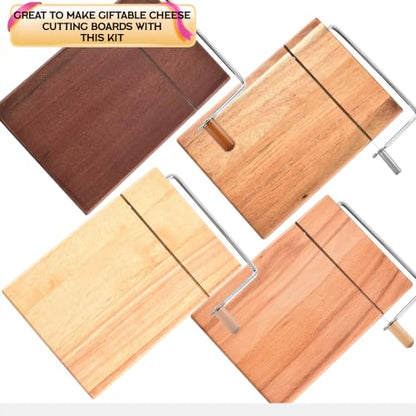 Cheese Slicer Accessories Cheese Cutter Stainless Steel Components - Great for Making Giftable Cheese Cutting Boards with This Cheese Slicer Kit (Wood handle, 4)