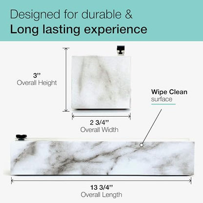 Chicwrap Carrara Marble Refillable Plastic Wrap Dispenser - One 12" x 250' Roll of Professional Grade Plastic Wrap - BPA Free and Kosher Certified - Reusable Dispenser w/Slide Cutter - style: Marble