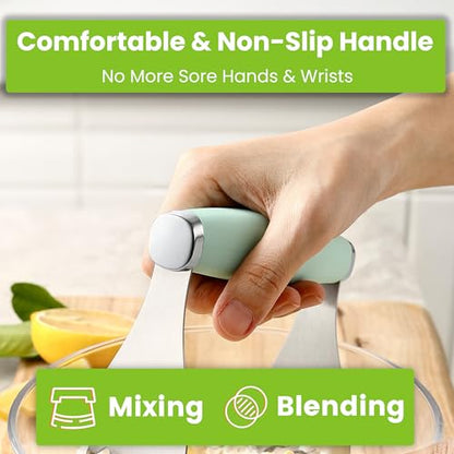 Spring Chef XL Stainless Steel Pastry Cutter Tool for Baking - Heavy Duty Dough Blender - Butter & Dough Cutter Tool with Sharp Blades - Pastry Blender for Easy Mixing - Dishwasher Safe - Mint | Heavy Duty Dough Mixer with Stainless Steel Blades, Butter C