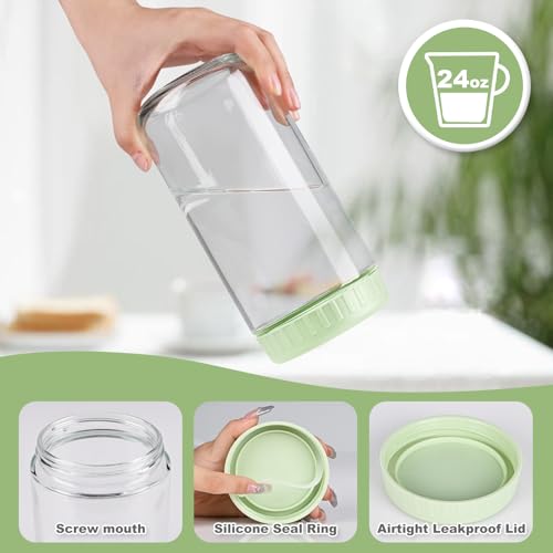 SHOWIN Overnight Oats Containers with Lids, 24oz Glass Jars with Lids 4 pcs, Candy, Wide Mouth Mason jars for Salad, Yogurt, Snacks, Meal Prep - color: Candy, size: 24oz-4pc