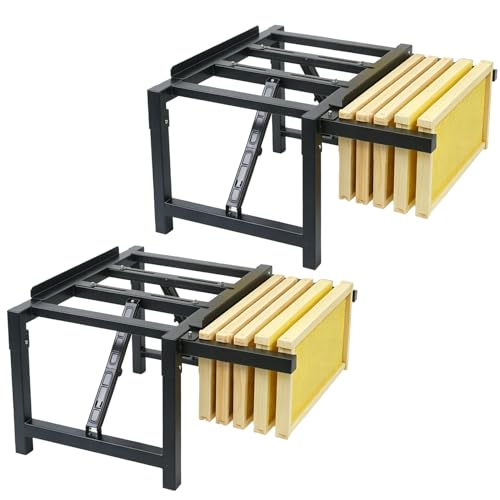 2 Pack Metal Hive Stand Hive Frame Holder with Adjustable Length Black Metal Bee Hives Stand Easy to Assemble Sturdy Beehive Stand for Beekeeping - size: 2 PCS