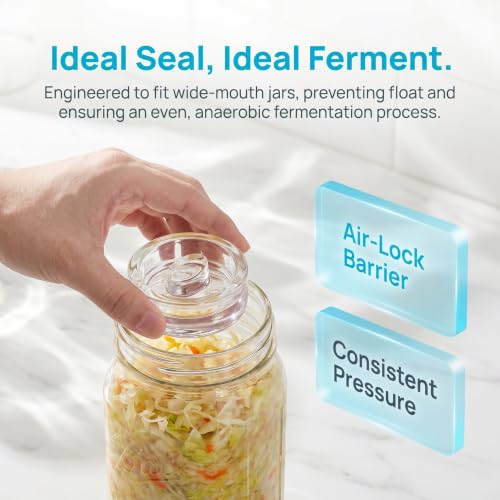 Operitacx 2pcs Glass Fermentation Weights for Wide Mouth Jars, Heavy Glass Fermenting Lids Canning Weights with Easy Grip Handle for Sauerkraut, Kimchi 2.8 inch