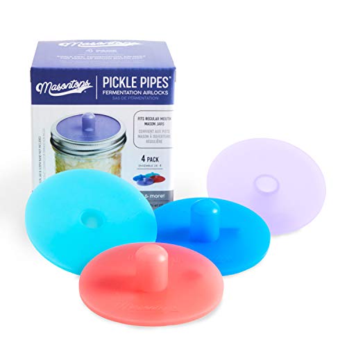 Masontops Pickle Pipes - Airlock Fermentation Lids - Fermentation Kit for Small Mouth Mason Jar Sauerkraut & Pickle Kit Fermentation Jar not Included - size: Small Mouth