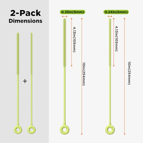Silicone Straw Cleaner Brush, 2 Pcs Reusable Cleaning Brushes for Straws, 6mm&9mm, Green - color: Green