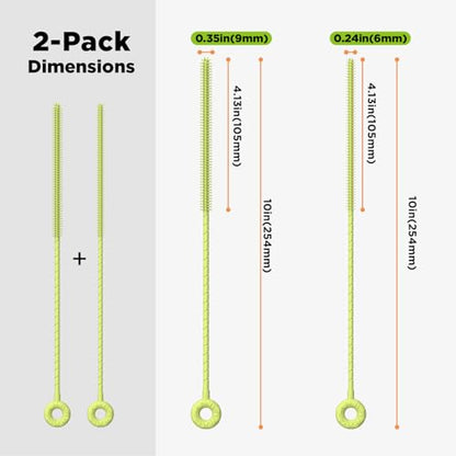 Silicone Straw Cleaner Brush, 2 Pcs Reusable Cleaning Brushes for Straws, 6mm&9mm, Green - color: Green