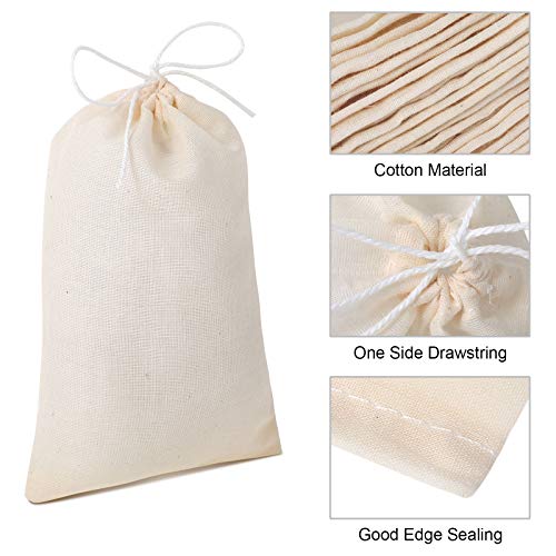 Boao 50 Pcs Cheese Cloth Tea Bags 4 x 6 Inch for Straining Reusable Tea Filter Loose Empty Soup Spice Bags for Cooking Cold Brew Coffee Muslin Strainer