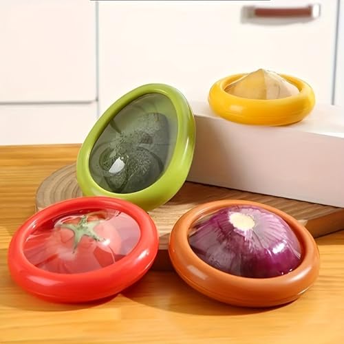 Reusable Food Cover with Lid Stretch Wrap Saver for Fruit and Vegetables Kitchen Storage Cover for Onion Lemon Tomato - color: green