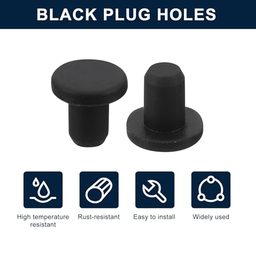 uxcell 32 Pieces Black Rubber Stopper, 4.8mm Plug Holes for 4.5mm/0.18" Hole - size: 4.5 mm