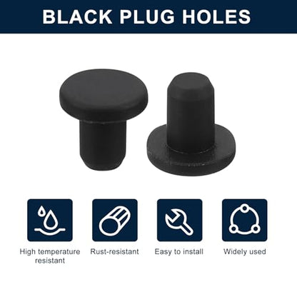 uxcell 32 Pieces Black Rubber Stopper, 4.8mm Plug Holes for 4.5mm/0.18" Hole - size: 4.5 mm